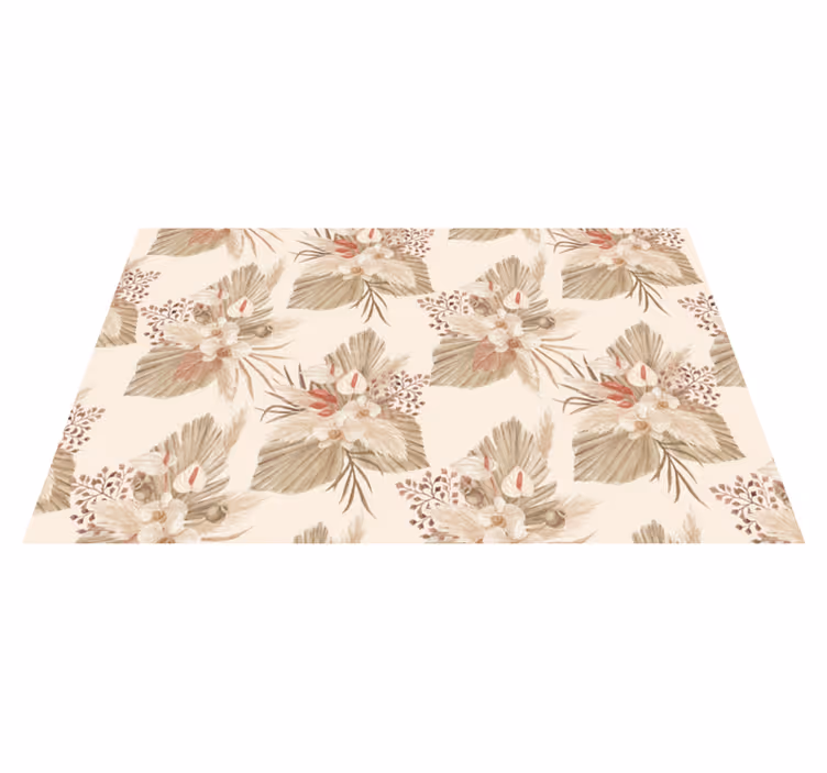 Tapis vinyle plantes fleurs séchées beiges - TenStickers