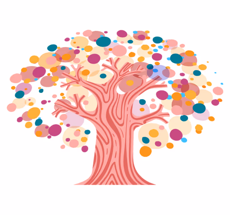 Tapis vinyle plantes silhouette d'arbre coloré - TenStickers