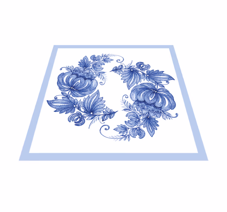 Tapis vinyle plantes design floral bleu - TenStickers