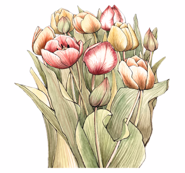Tapis vinyle plantes bouquet de tulipes colorées - TenStickers