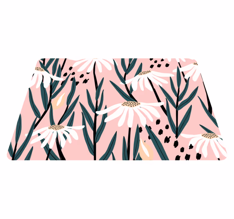 Tapis vinyle plantes fleurs marguerites fond rose - TenStickers