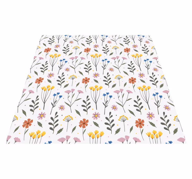 Tapis vinyle plantes motif fleurs multicolores - TenStickers