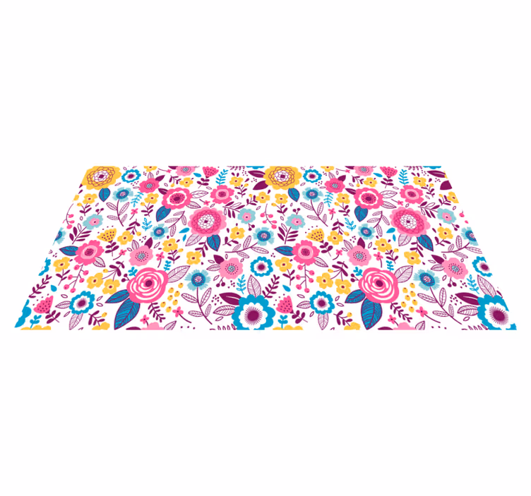 Tapis vinyle plantes fleurs roses kallax - TenStickers