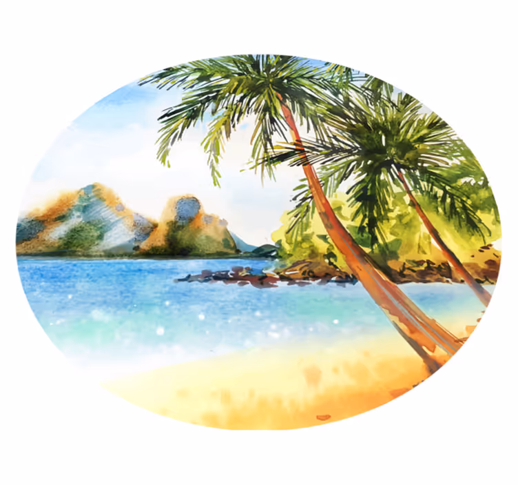 Tapis vinyle plantes aquarelle palmiers - TenStickers
