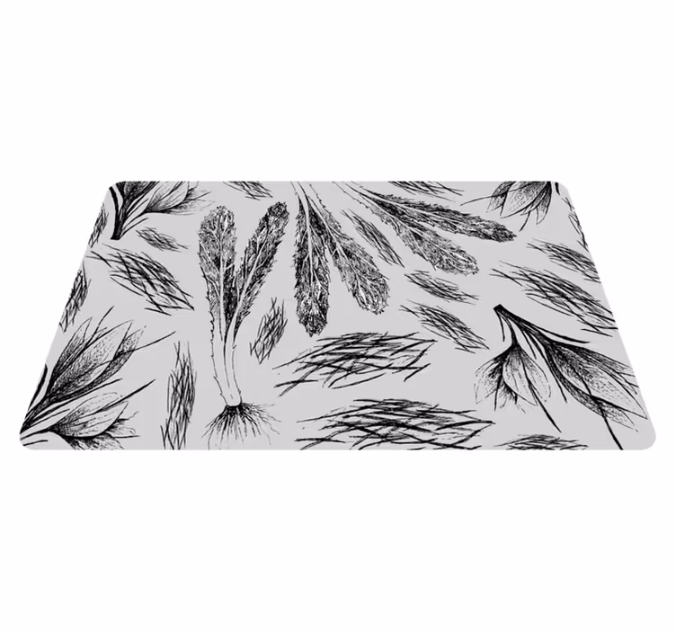 Tapis vinyle plantes motif gris séché - TenStickers