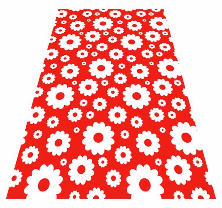 Tapis vinyle plantes marguerites blanches et rouges - TenStickers