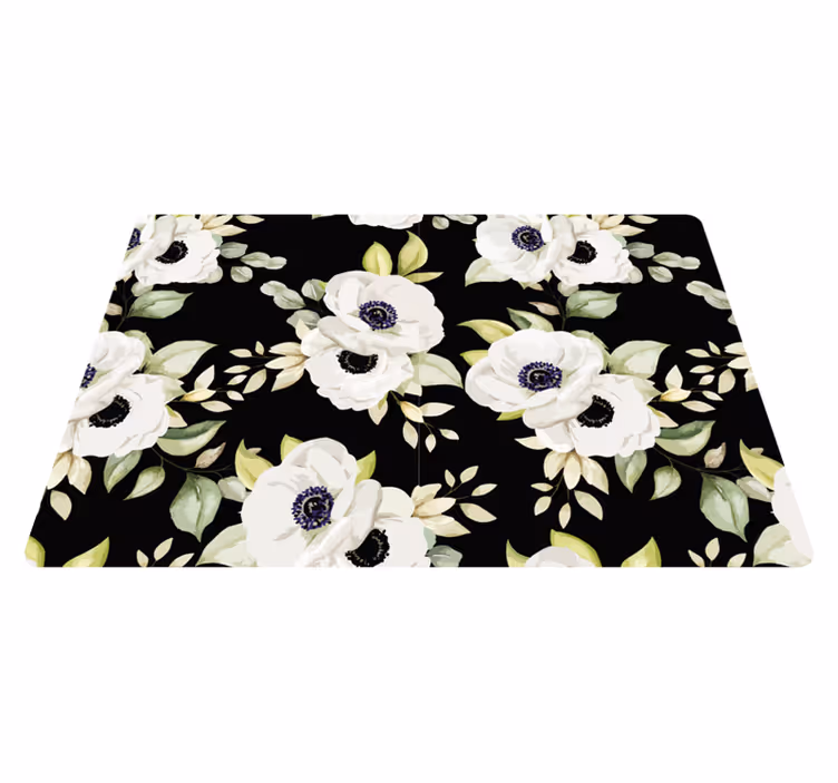 Tapis vinyle plantes style noir élégant - TenStickers