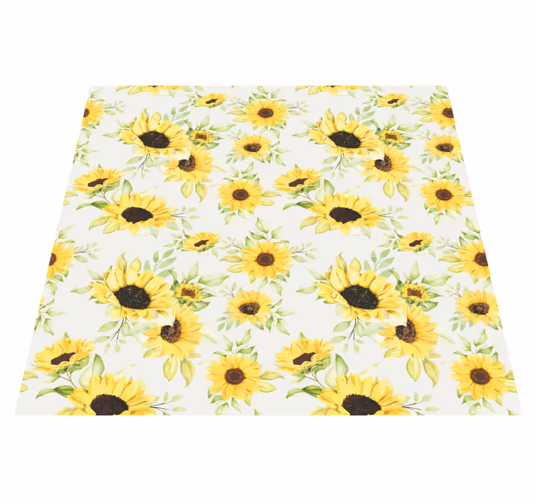 Tapis vinyle plantes tournesols aquarelle - TenStickers
