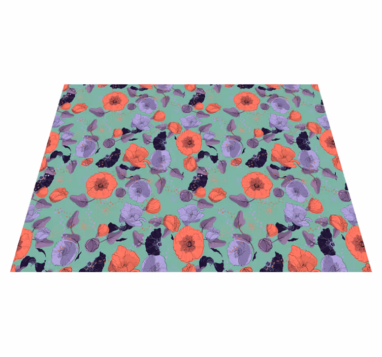 Tapis vinyle plantes coquelicots gracieux - TenStickers