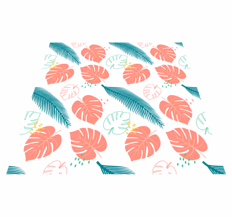 Tapis vinyle plantes feuilles tropicales roses - TenStickers