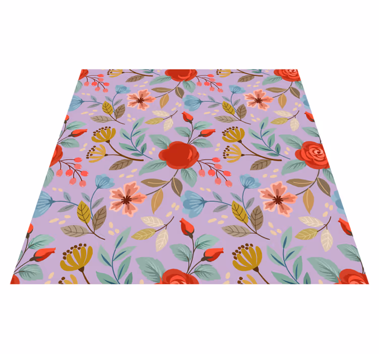 Tapis vinyle plantes fleurs colorées - TenStickers