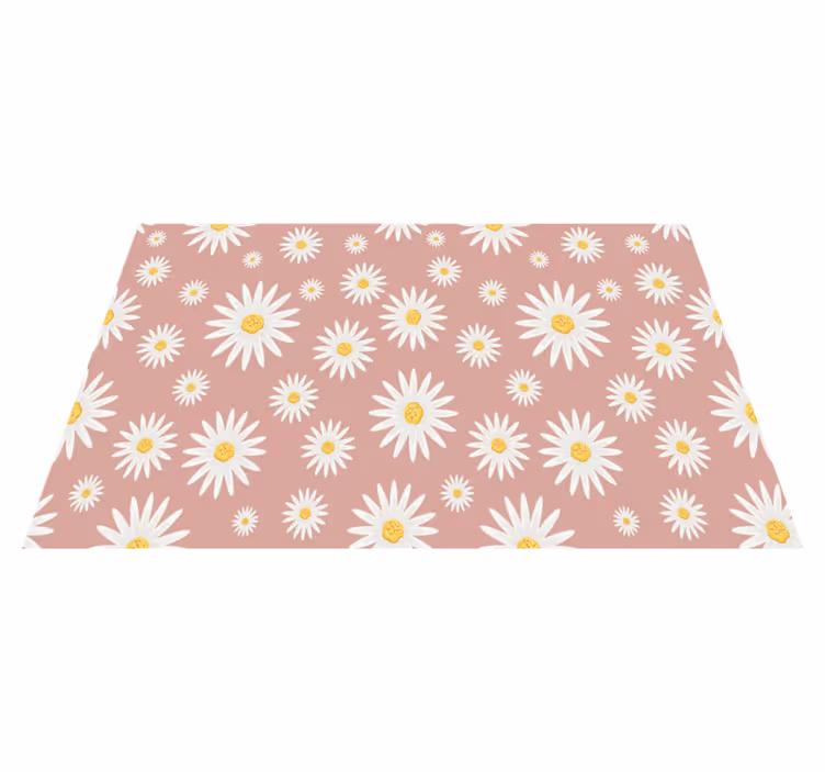 Tapis vinyle plantes motif mignon de marguerites roses - TenStickers