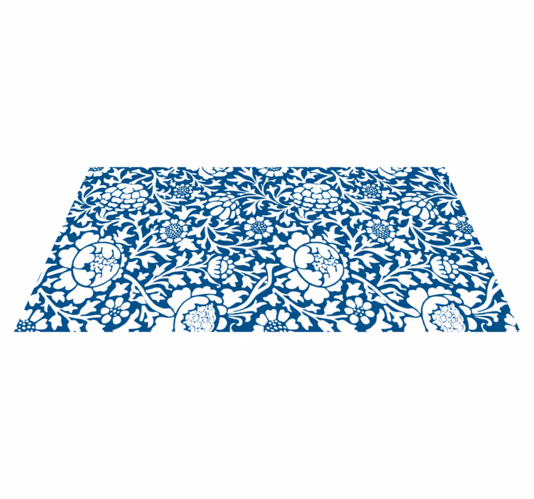 Tapis vinyle plantes flore bleue marine - TenStickers