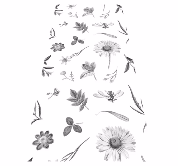 Tapis vinyle plantes fleurs grises printanières - TenStickers