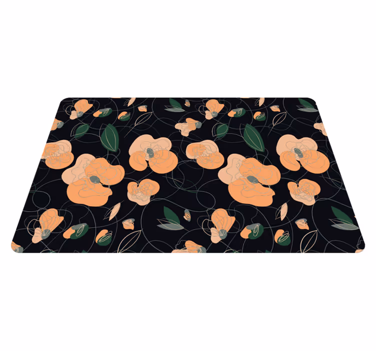 Tapis vinyle plantes motif faune et flore sombre - TenStickers