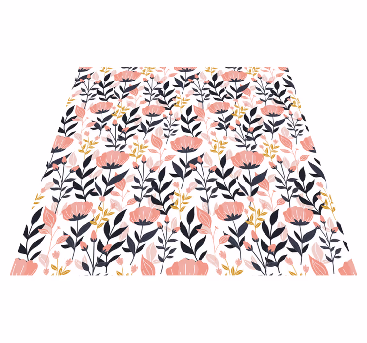 Tapis vinyle plantes fleurs roses - TenStickers