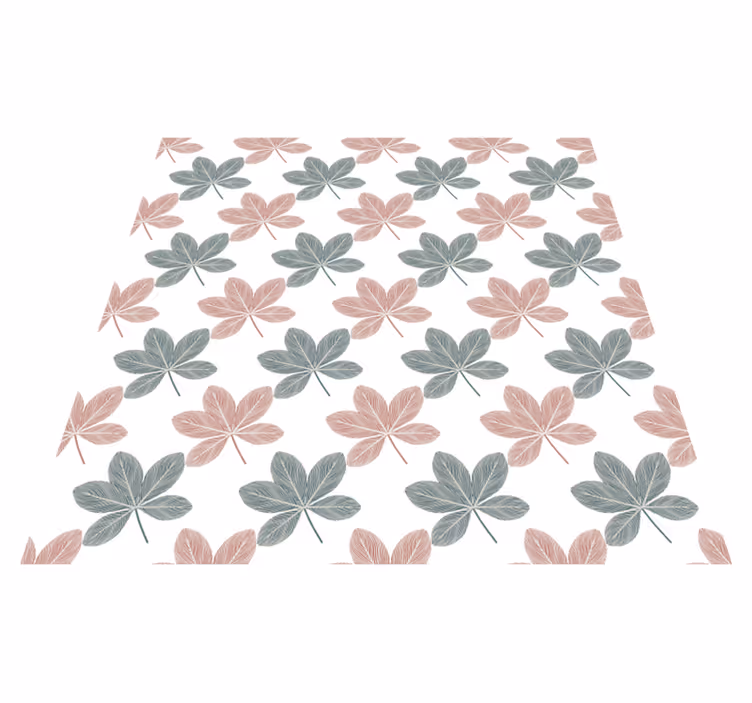 Tapis vinyle plantes design acrylique feuilles roses et bleues - TenStickers