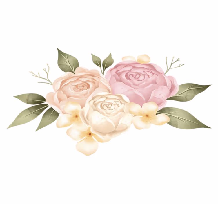 Tapis vinyle plantes pivoine aquarelle - TenStickers