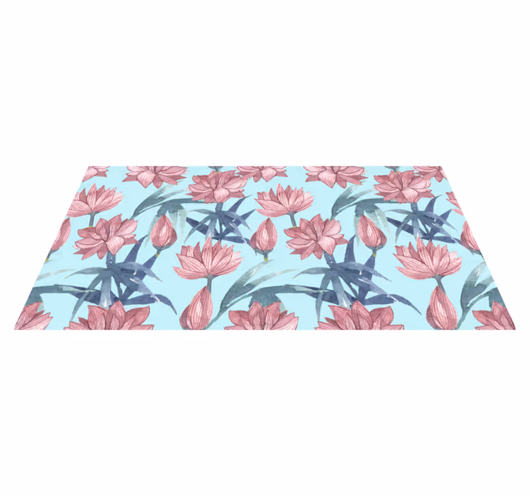 Tapis vinyle plantes aquarelle bleue - TenStickers