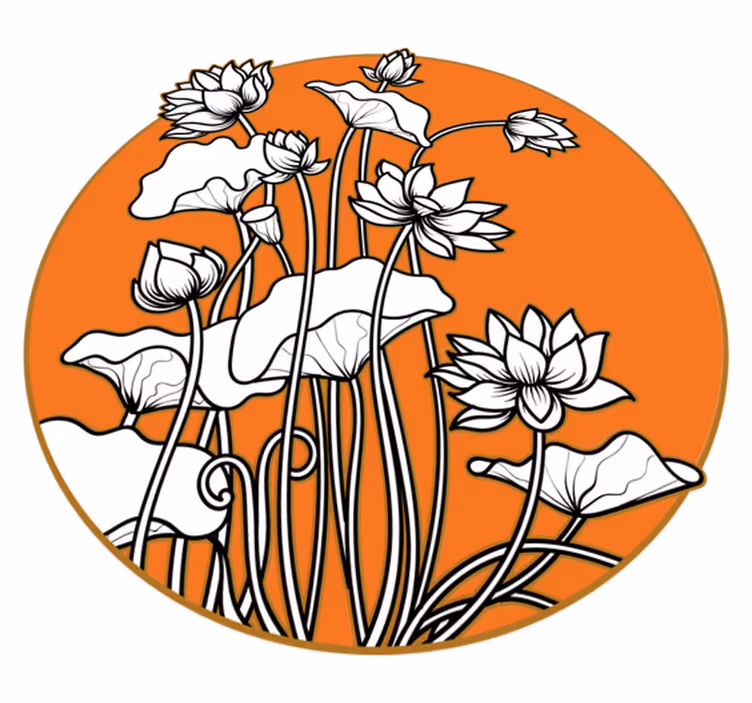 Tapis vinyle plantes illustration de lotus japonais - TenStickers