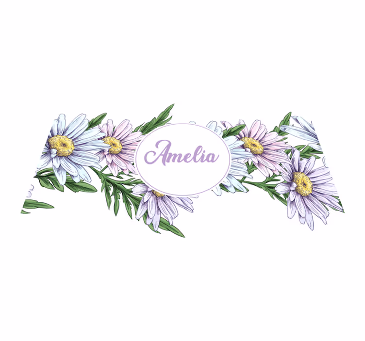 Tapis vinyle plantes design marguerite avec nom - TenStickers