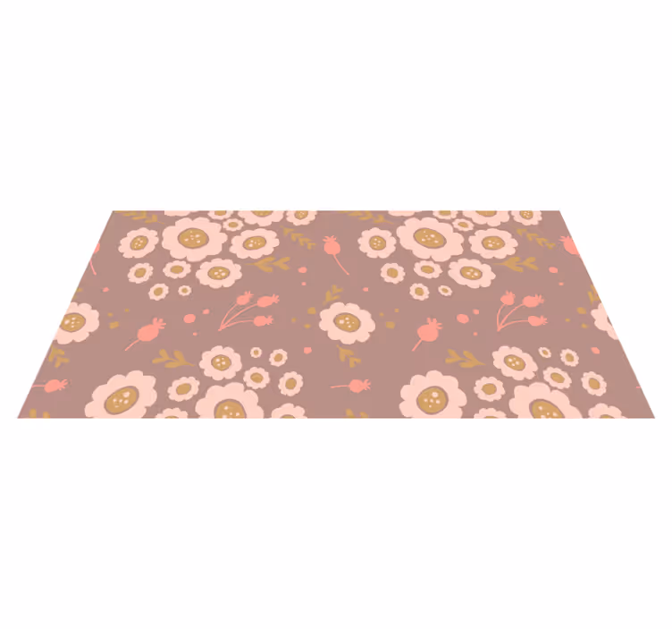 Tapis vinyle plantes motif art populaire pastel - TenStickers