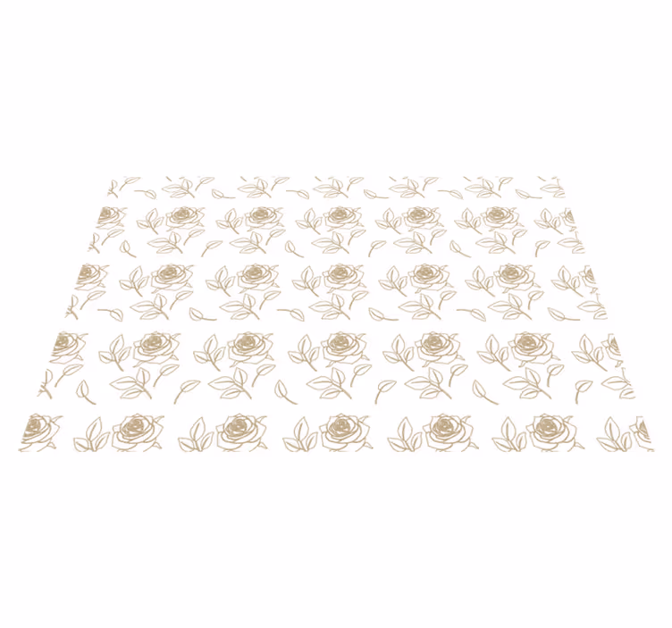 Tapis vinyle plantes motif roses détaillé fond beige - TenStickers