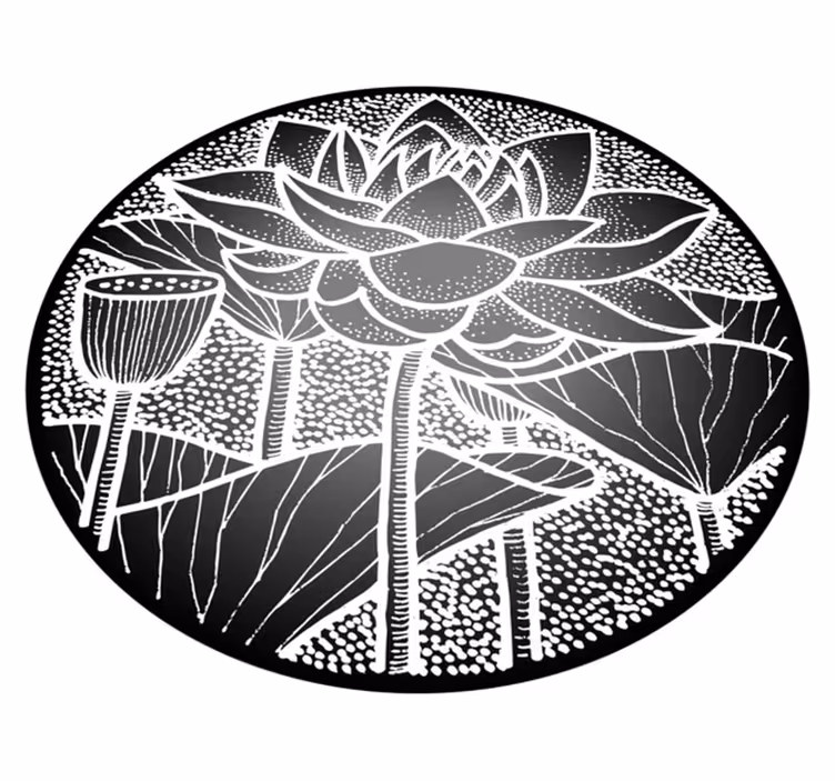 Tapis vinyle plantes fleur de lotus style traditionnel - TenStickers