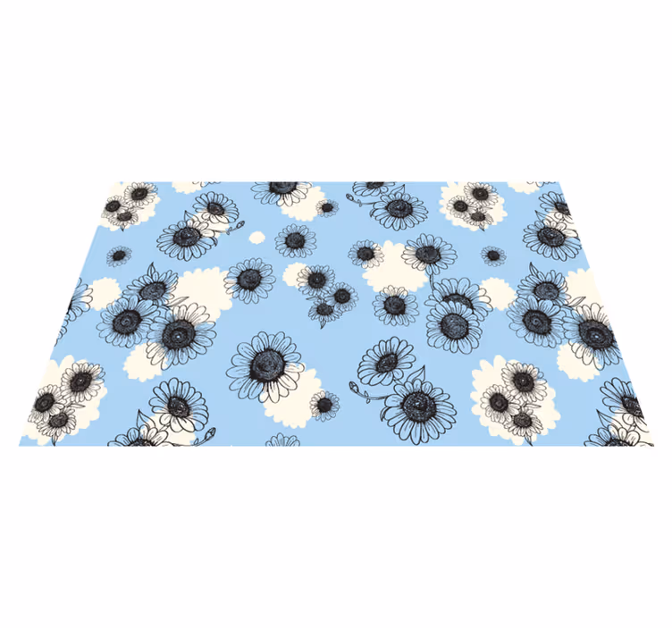 Tapis vinyle plantes motif moderne sans couture marguerites - TenStickers