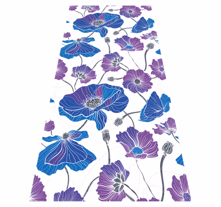 Tapis vinyle plantes fleurs de jardin bleues et violettes - TenStickers
