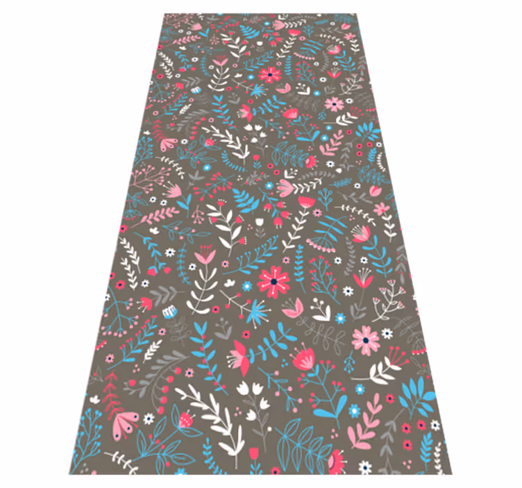 Tapis vinyle plantes motif floral coloré - TenStickers