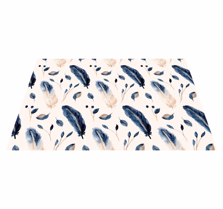 Tapis vinyle plantes feuilles et plumes volantes - TenStickers