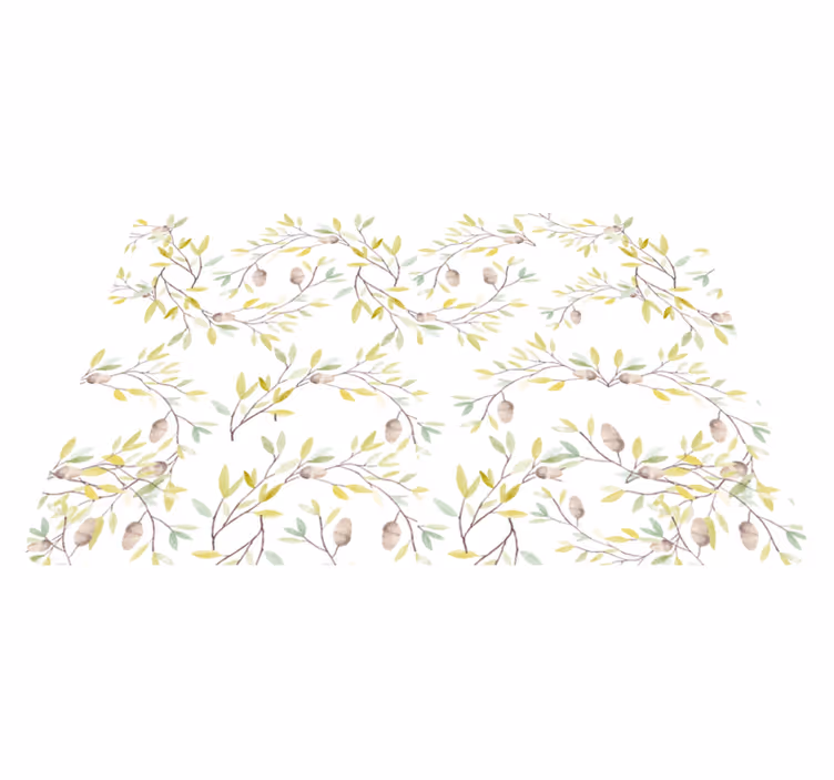 Tapis vinyle plantes motif aquarelle feuilles vertes - TenStickers