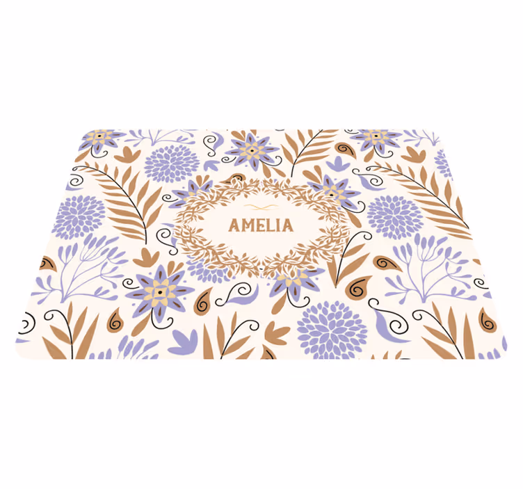 Tapis vinyle plantes motif fleurs vintage peintes à la main - TenStickers