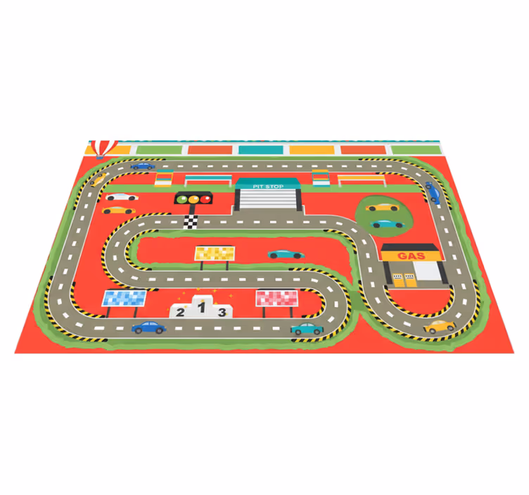 Tapis vinyle route piste de course colorée cartoon - TenStickers