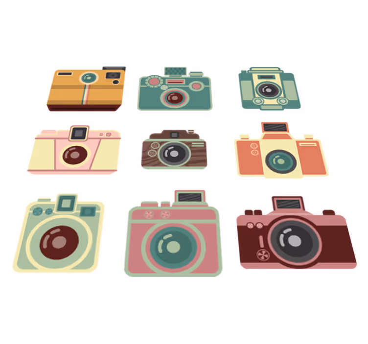 Tapis vinyle salle à manger appareils photo vintage - TenStickers