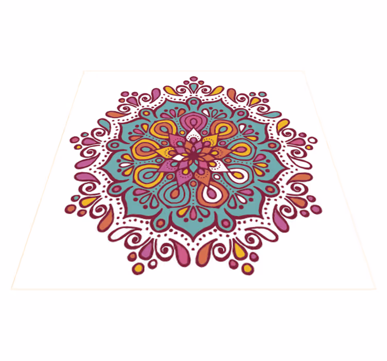 Tapis vinyle cuisine mandala coloré à motifs carreaux - TenStickers