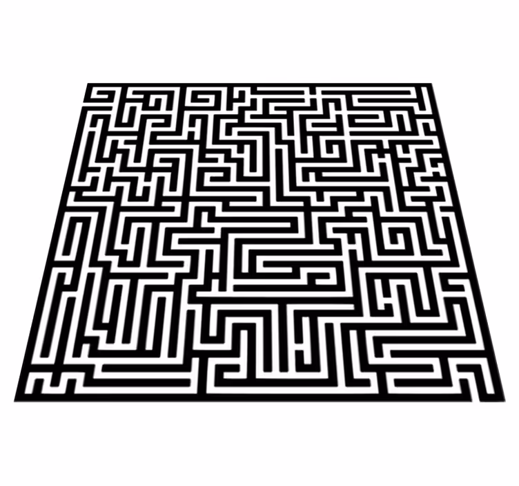 Tapis vinyle salle à manger labyrinthe noir et blanc - TenStickers