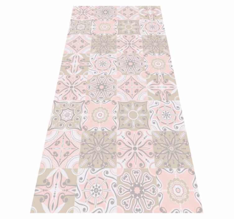 Tapis vinyle cuisine carreaux roses et gris - TenStickers
