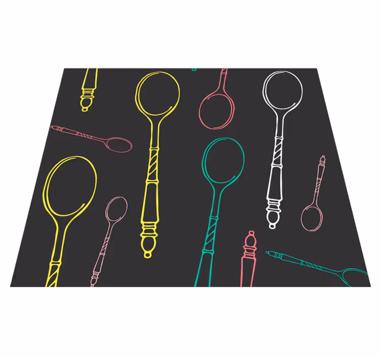 Tapis vinyle cuisine cuillères multicolores - TenStickers
