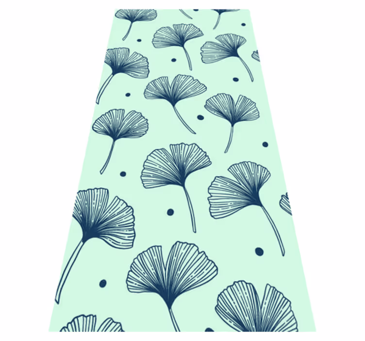 Tapis vinyle cuisine motif floral bleu - TenStickers
