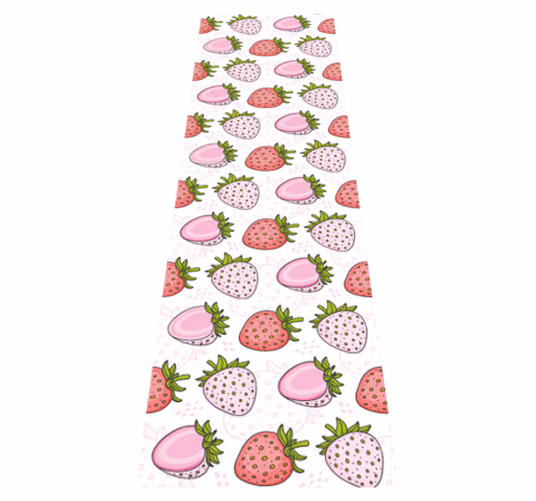 Tapis vinyle cuisine fraises roses et rouges sans couture - TenStickers