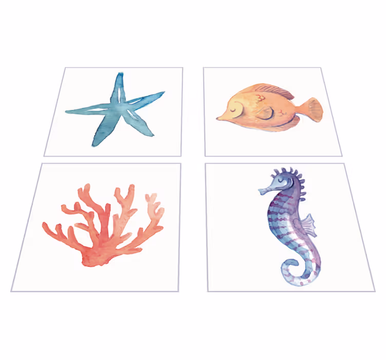 Tapis vinyle salle de bain animaux marins - TenStickers