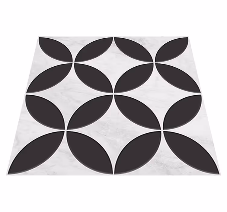 Tapis vinyle salle de bain carreaux floraux hydrauliques - TenStickers