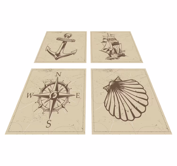 Tapis vinyle salle de bain objets marins - TenStickers