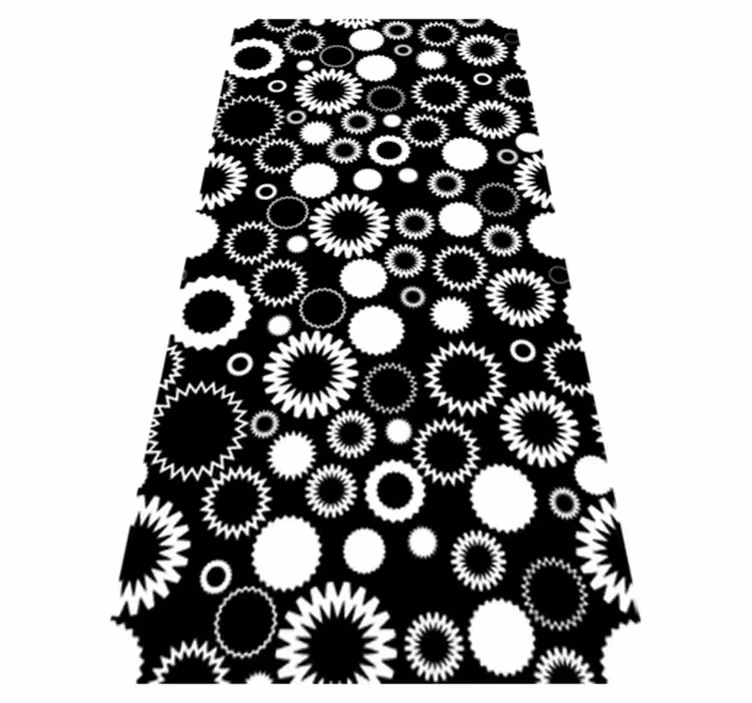 Tapis vinyle salle de bain tournesols noir et blanc - TenStickers