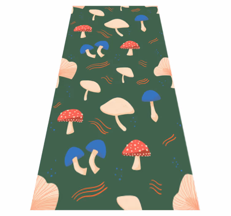 Tapis vinyle plantes champignons rouges et blancs réalistes - TenStickers