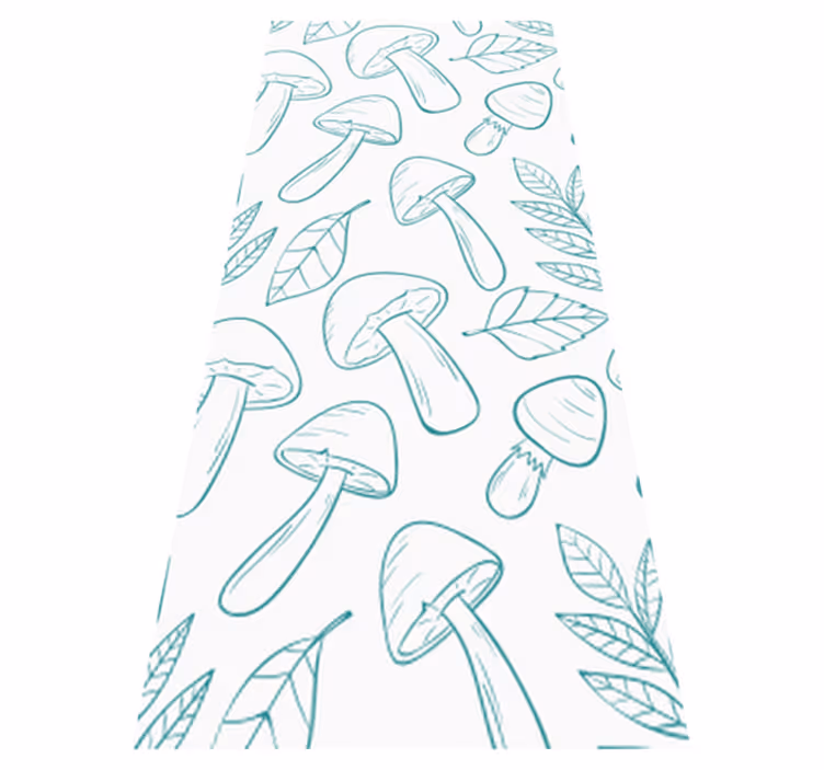 Tapis vinyle plantes motif champignons bleu clair - TenStickers
