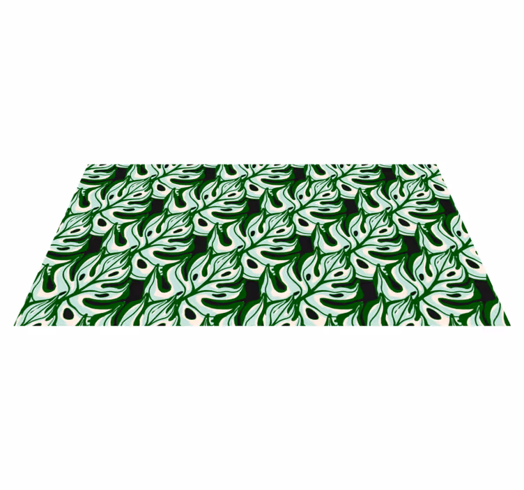 Tapis vinyle plantes motif floral éclatant noir et vert - TenStickers
