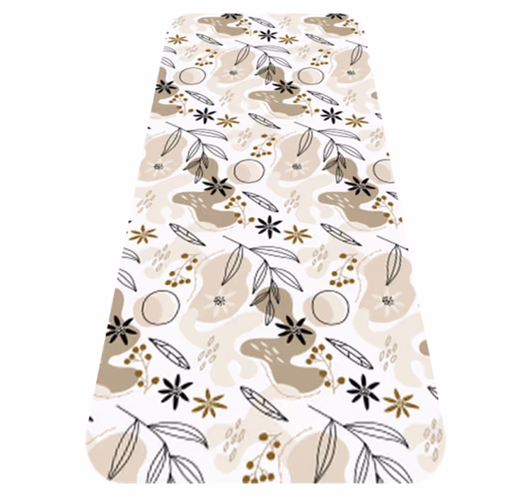 Tapis vinyle plantes motif feuilles roses et beiges - TenStickers